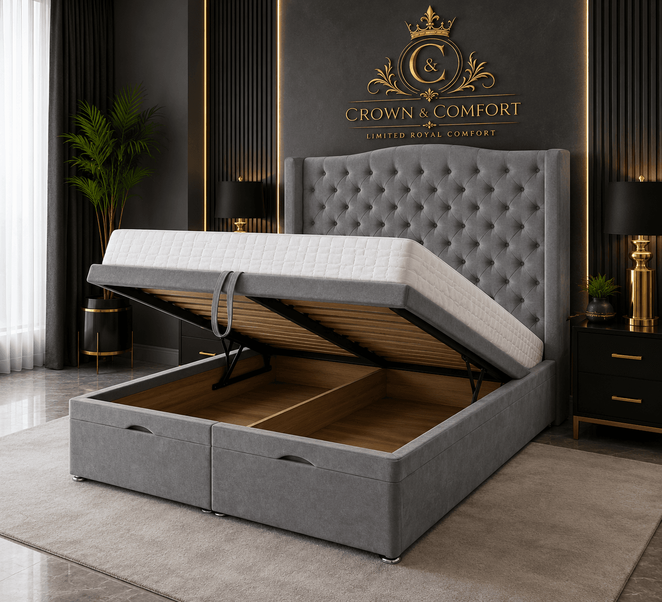 The Shehbaz Opulence Winged Ottoman Bed